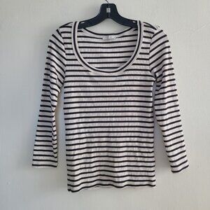 NWOT AYR Striped Crewneck size M Stretchy Black Cream